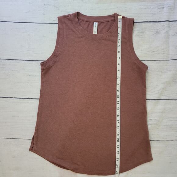 Athleta Size S Mauve Breezy Tank Top Crew Neck Side Split Modal - Picture 4 of 7